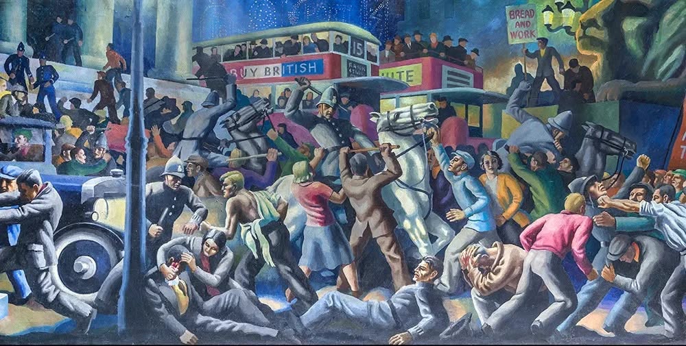 Cliff Rowe's The Struggle Between the Unemployed and the Police Forces,