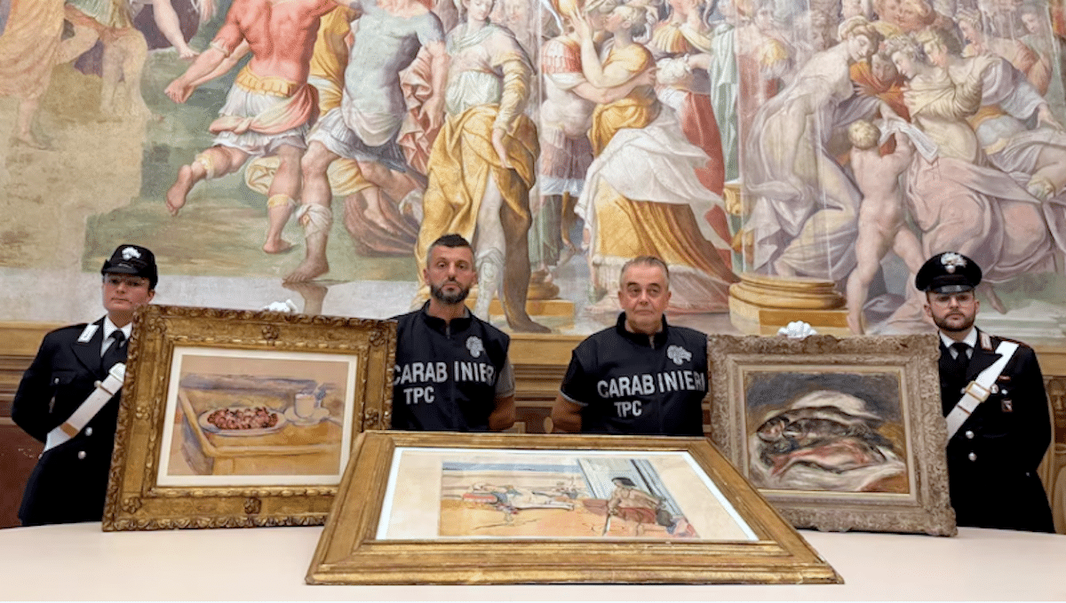 Italian police have recovered three works of fine art stolen during a three-minute heist at a villa museum in the country's north. (AP: Supplied/Italian Carabinieri)