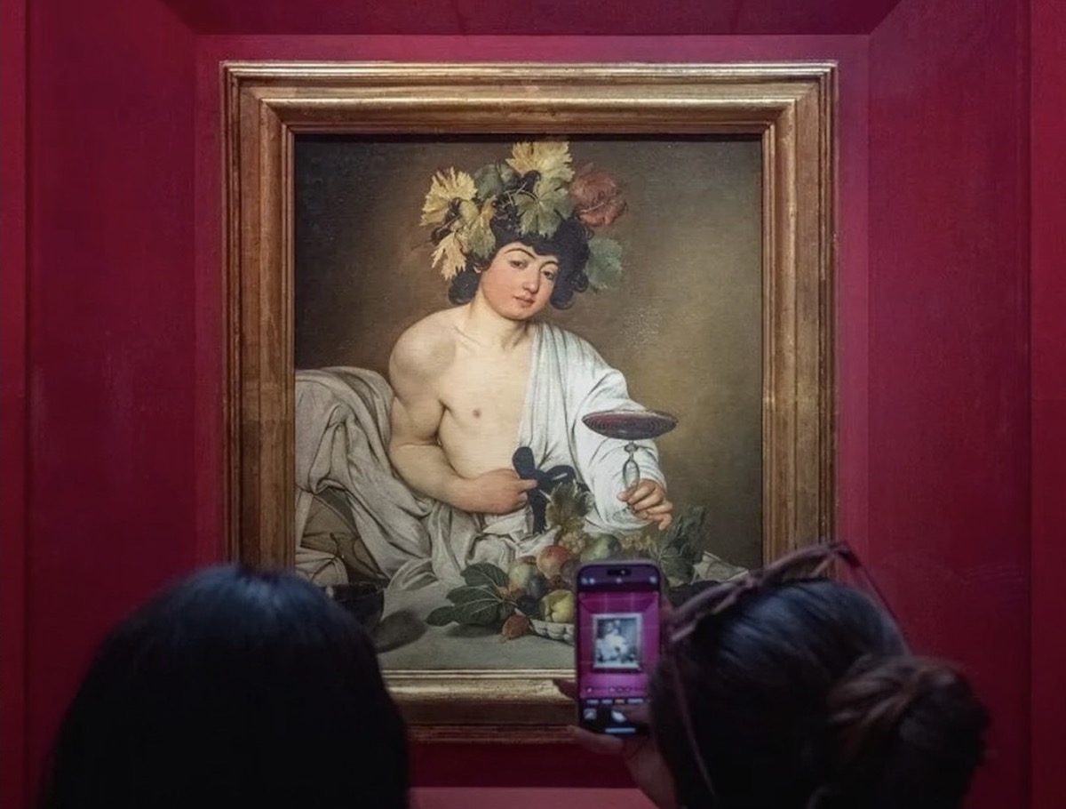Caravaggio's Bacchus At The Uffizi Caught in Torrential Rains