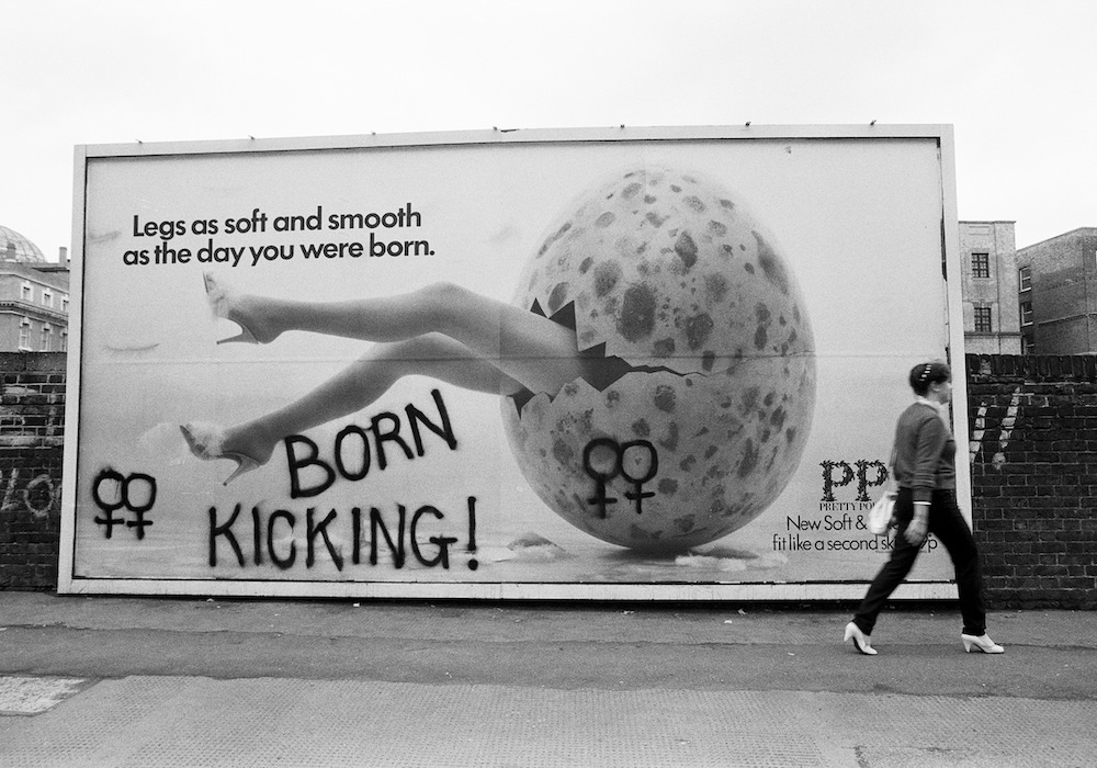 These works appear alongside Jill Posener’s photographs of feminist graffiti, work by the Guerrilla Girls, Jenny Holzer and Shepard Fairey, and a film by Pussy Riot founder Nadya Tolokonnikova. Together, they explore how protest moves between the street and the gallery, using wit, provocation and solidarity to challenge who holds power – and who gets heard.