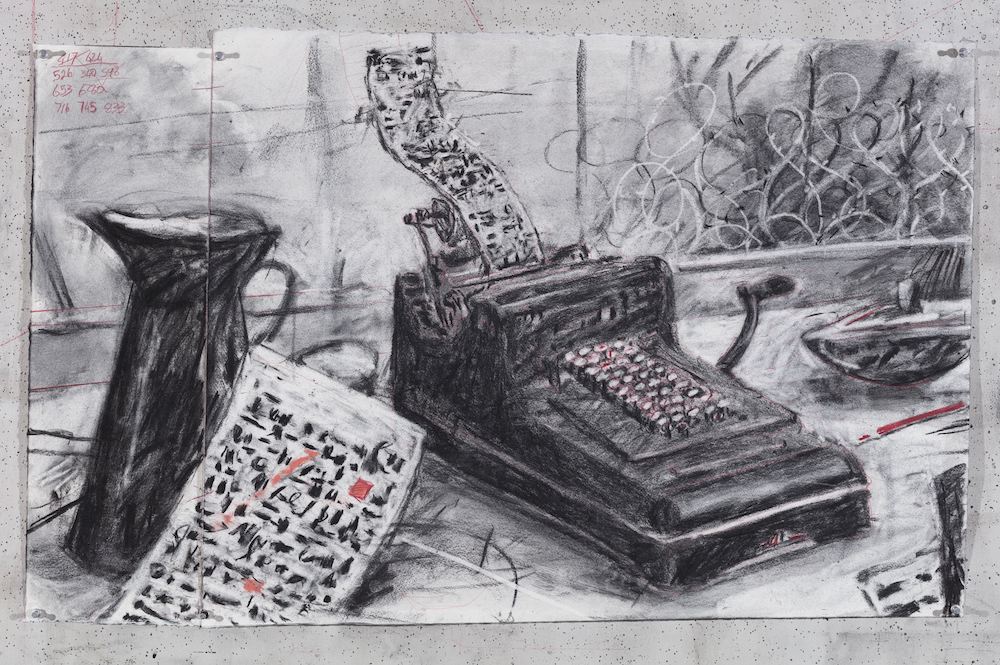 William Kentridge, Drawing for A Nicely Built City (Cash Register), 2026. Courtesy of the artist and Goodman Gallery. Photograph by Anthea Pokroy.